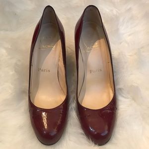 Louboutin Patent Leather Round-Toe Wedges